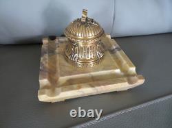Ancien encrier bronze cylindrique Napoléon III signé Rambaud fondeur Susse Fres