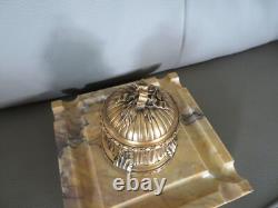 Ancien encrier bronze cylindrique Napoléon III signé Rambaud fondeur Susse Fres