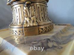 Ancien encrier bronze cylindrique Napoléon III signé Rambaud fondeur Susse Fres