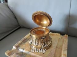 Ancien encrier bronze cylindrique Napoléon III signé Rambaud fondeur Susse Fres