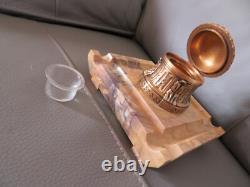 Ancien encrier bronze cylindrique Napoléon III signé Rambaud fondeur Susse Fres