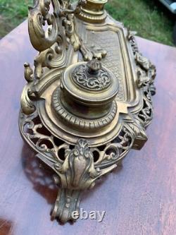 Ancien encrier en bronze doré décor grotesque Napoléon III