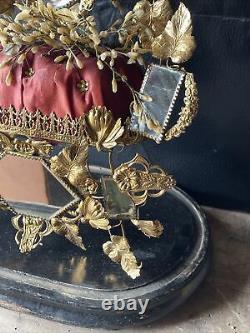 Ancien globe de mariée Napoléon III Couronne De Mariée. Sans Verre