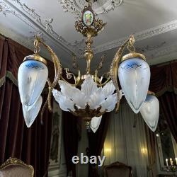 Ancien lustre Napoléon III en bronze avec hippocampes