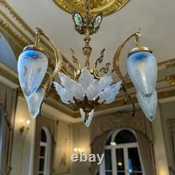 Ancien lustre Napoléon III en bronze avec hippocampes