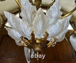 Ancien lustre Napoléon III en bronze avec hippocampes