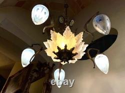 Ancien lustre Napoléon III en bronze avec hippocampes