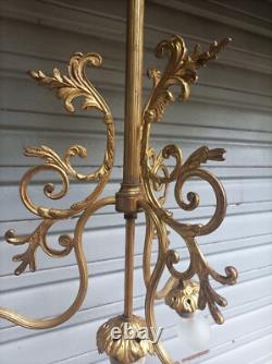 Ancien lustre XIXe S. 4 feux en bronze doré Napoléon III état de marche