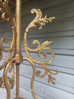 Ancien lustre XIXe S. 4 feux en bronze doré Napoléon III état de marche