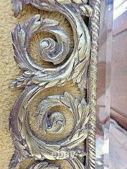 Ancien miroir biseauté Napoléon III-bronze doré-Dieu Soleil/feuilles d'Acanthes