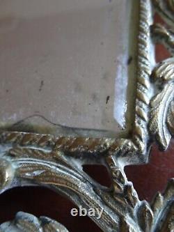 Ancien miroir biseauté en bronze doré Napoléon III