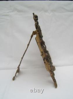 Ancien miroir bronze a poser fin XIX Napoleon III glace biseauté téte d enfant