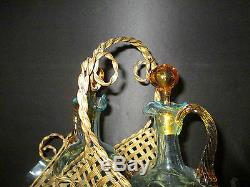 Ancien panier en bronze doré service à liqueur George Sand Portieux XIX ème