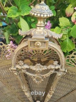 Ancien pare-feu éventail Napoléon III en bronze ou laiton moulé, fin XIXe siècle