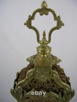 Ancien pare feu éventail, époque Napoléon III, style Louis XV, queue de paon