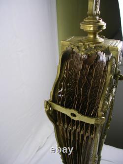 Ancien pare feu éventail, époque Napoléon III, style Louis XV, queue de paon
