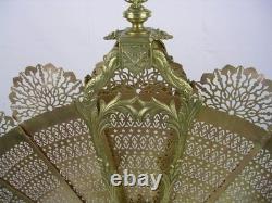 Ancien pare feu éventail, époque Napoléon III, style Louis XV, queue de paon