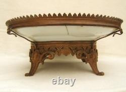 Ancien plat monture en bronze tête de faune Chine famille rose 19e Napoléon III