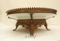 Ancien plat monture en bronze tête de faune Chine famille rose 19e Napoléon III