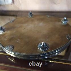 Ancien plateau surtout de table en bronze argenté miroir mercure napoleon III