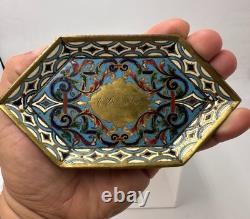 Ancien porte cartes en bronze doré et émail cloisonné époque Napoléon III XIXe