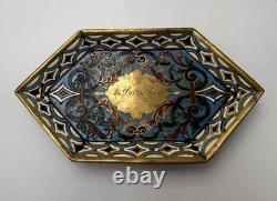Ancien porte cartes en bronze doré et émail cloisonné époque Napoléon III XIXe