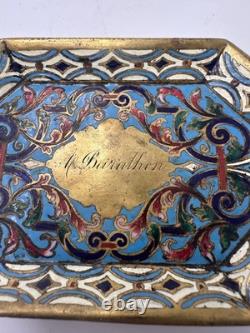 Ancien porte cartes en bronze doré et émail cloisonné époque Napoléon III XIXe