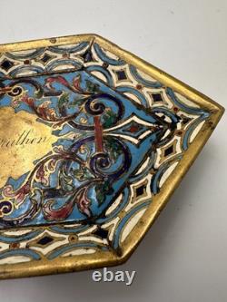 Ancien porte cartes en bronze doré et émail cloisonné époque Napoléon III XIXe