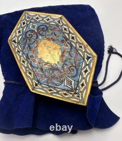 Ancien porte cartes en bronze doré et émail cloisonné époque Napoléon III XIXe