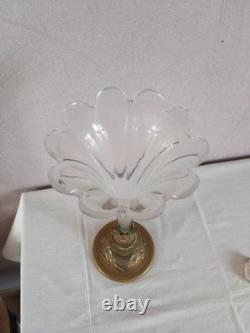 Ancien vase Cornet Tulipier bronze et cristal Napoléon III Decor Floral XIXème