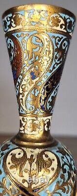 Ancien vase en bronze et émaux cloisonnés pied et tête de boucs Napoléon III