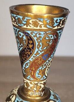 Ancien vase en bronze et émaux cloisonnés pied et tête de boucs Napoléon III