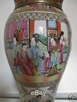 Ancien vase monté en Lampe à huile porcelaine Chine XIXe bronze Napoléon III