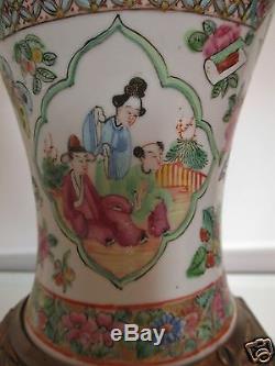 Ancien vase monté en Lampe à huile porcelaine Chine XIXe bronze Napoléon III