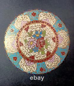 Ancienne Bonbonnière XIXe En Bronze Doré Émail Champlevé