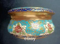 Ancienne Bonbonnière XIXe En Bronze Doré Émail Champlevé