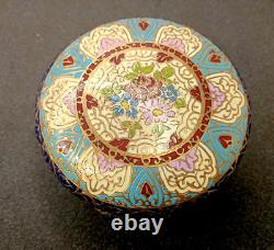 Ancienne Bonbonnière XIXe En Bronze Doré Émail Champlevé