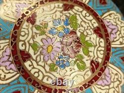 Ancienne Bonbonnière XIXe En Bronze Doré Émail Champlevé