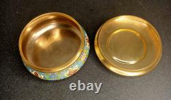 Ancienne Bonbonnière XIXe En Bronze Doré Émail Champlevé