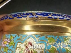 Ancienne Bonbonnière XIXe En Bronze Doré Émail Champlevé