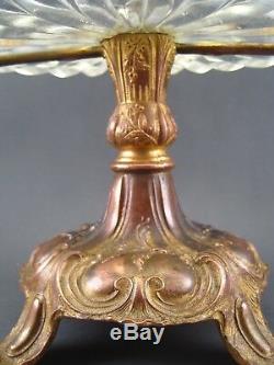 Ancienne Coupe verre vasque oblong piédouche bronze doré Chimères Napoléon III