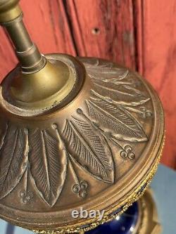 Ancienne Et Superbe Lampe En Bronze Et Faience Napoleon III