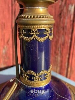 Ancienne Et Superbe Lampe En Bronze Et Faience Napoleon III