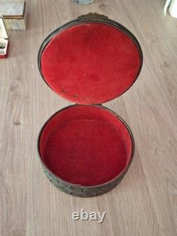 Ancienne Grande Boîte Coffret À Bijoux XIXeme Bronze Scène Galante Napoléon III