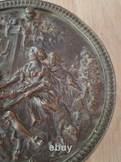 Ancienne Grande Boîte Coffret À Bijoux XIXeme Bronze Scène Galante Napoléon III