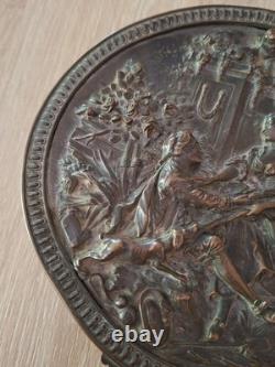 Ancienne Grande Boîte Coffret À Bijoux XIXeme Bronze Scène Galante Napoléon III