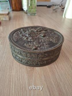 Ancienne Grande Boîte Coffret À Bijoux XIXeme Bronze Scène Galante Napoléon III