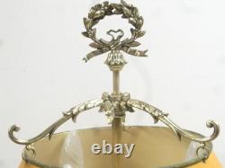 Ancienne Grande Lampe Bouillotte Bronze Doré Abat Jour Tôle Napoléon III