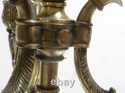 Ancienne Grande Lampe Bouillotte Bronze Doré Abat Jour Tôle Napoléon III