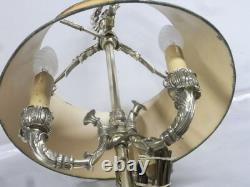Ancienne Grande Lampe Bouillotte Bronze Doré Abat Jour Tôle Napoléon III